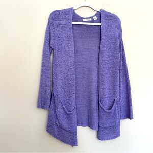 ♦️Passports Women’s Purple Open Front Knit Lavender Cardigan with Pockets